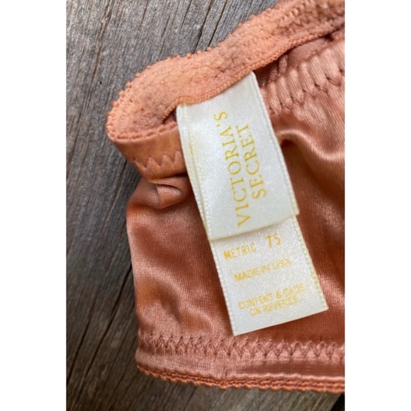 VINTAGE VICTORIA SECRET gold label rose gold satin dainty bralette bra size 34C - Picture 7 of 8